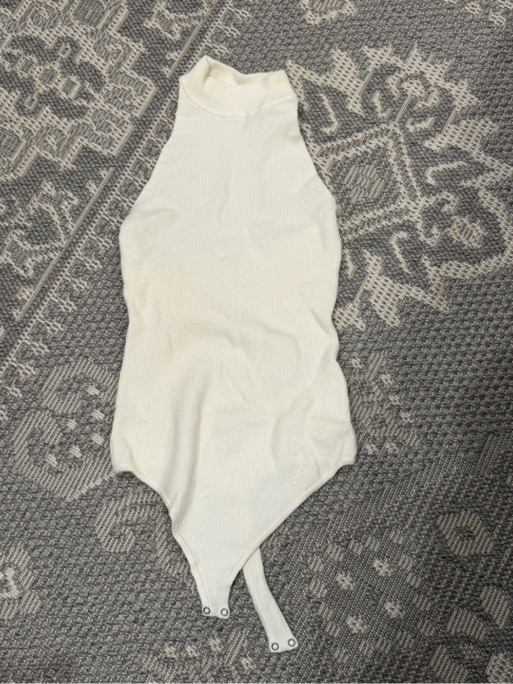 Abercrombie & Fitch Ivory Ribbed Mock Neck Bodysuit